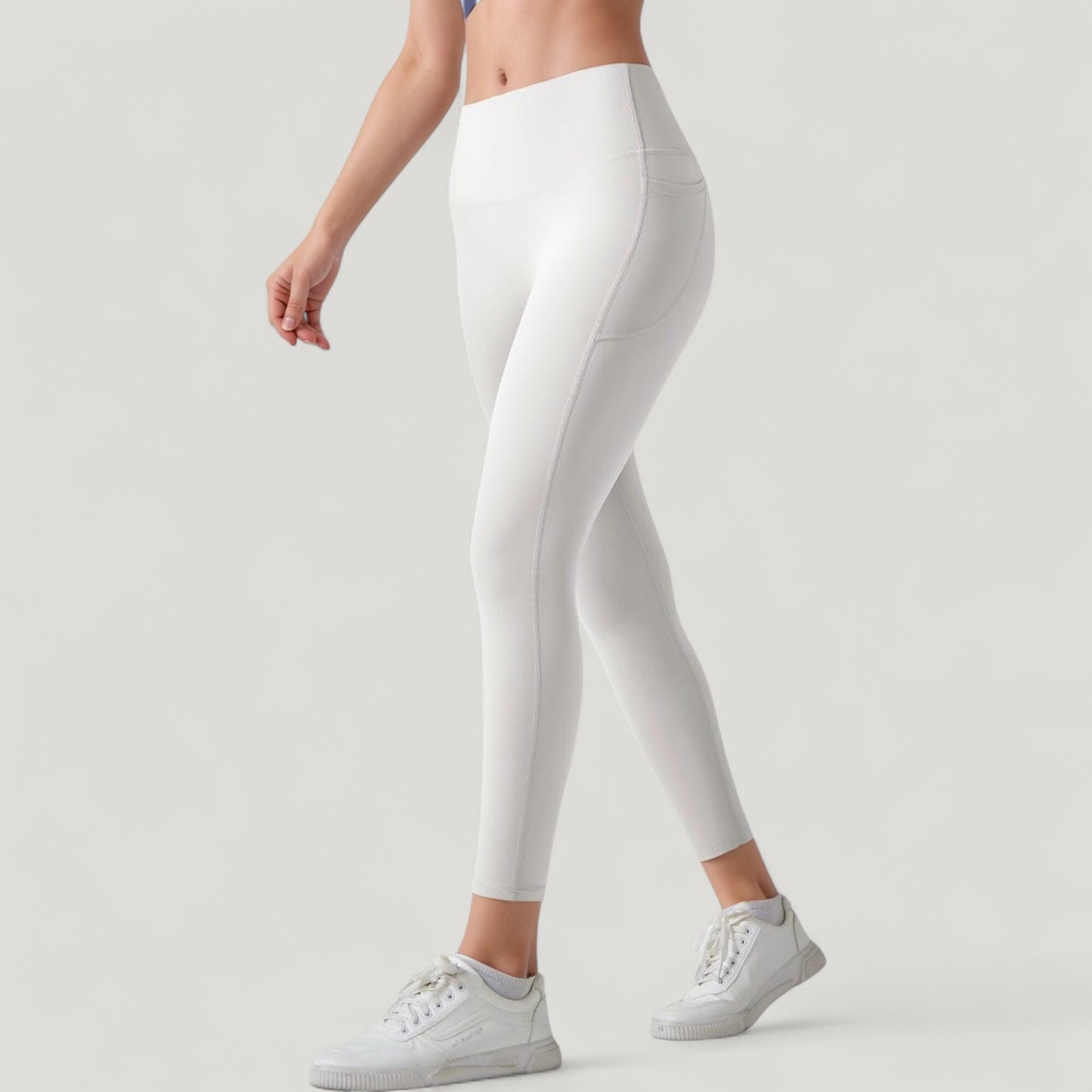 Anna-Kaci Active Women's High Waist Leggings with Side Pockets and Seamless Fitted Design for Active and Casual Wear