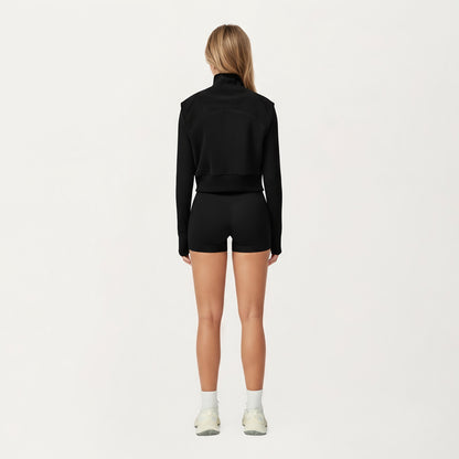 Anna-Kaci Active Women's Cropped Zip Closure Vest with Stand Collar and Fitted Hem