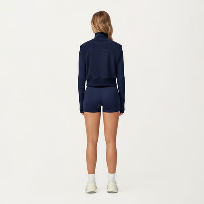 Anna-Kaci Active Women's Cropped Zip Closure Vest with Stand Collar and Fitted Hem