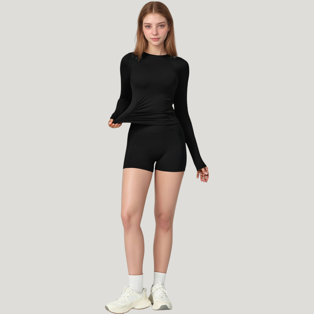 Anna-Kaci Active Women's Long Sleeve Crew Neck Activewear Top with Streamlined Fit and Lightweight Stretch Performance Fabric
