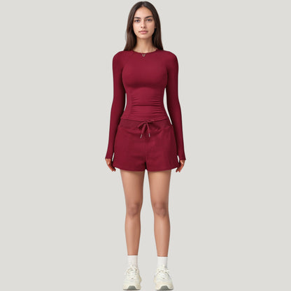 Anna-Kaci Active Women's Long Sleeve Crew Neck Activewear Top with Streamlined Fit and Lightweight Stretch Performance Fabric