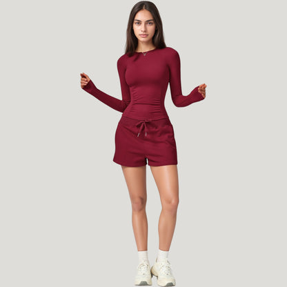 Anna-Kaci Active Women's Long Sleeve Crew Neck Activewear Top with Streamlined Fit and Lightweight Stretch Performance Fabric