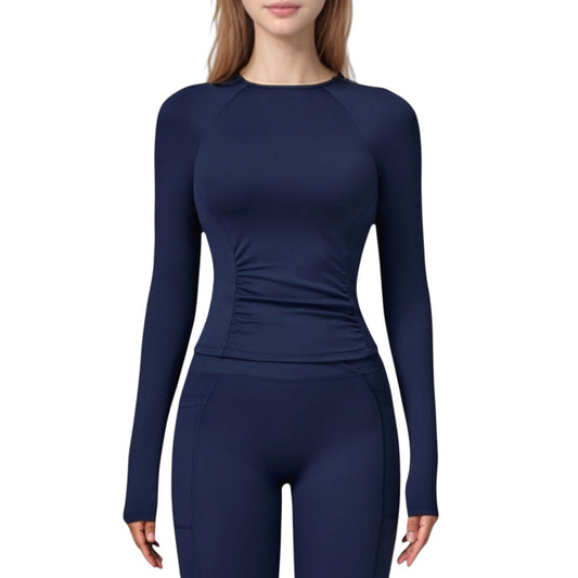 Anna-Kaci Active Women's Long Sleeve Crew Neck Activewear Top with Streamlined Fit and Lightweight Stretch Performance Fabric