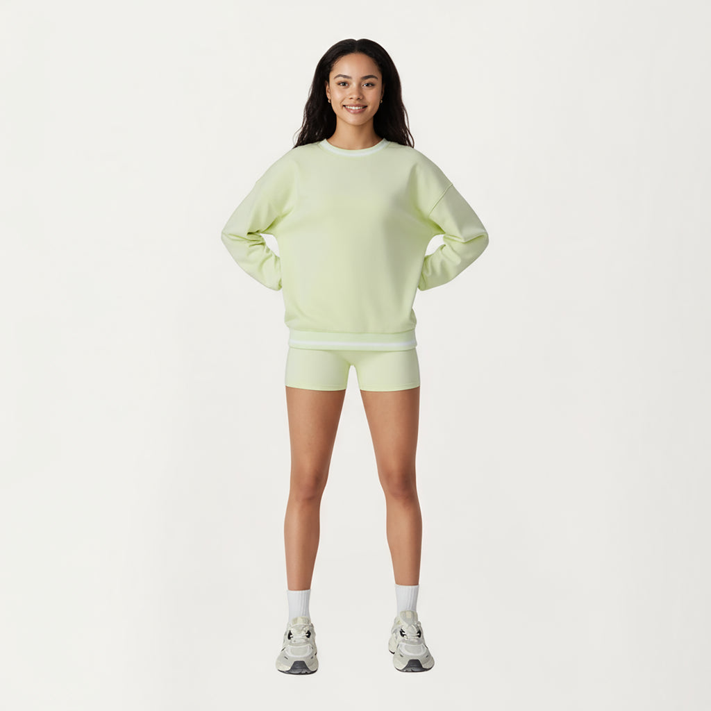 Anna-Kaci Active Women's Long Sleeve Crew Neck Pullover Sweatshirt with Contrast Trim Ribbed Hem and Relaxed Fit