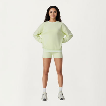 Anna-Kaci Active Women's Long Sleeve Crew Neck Pullover Sweatshirt with Contrast Trim Ribbed Hem and Relaxed Fit