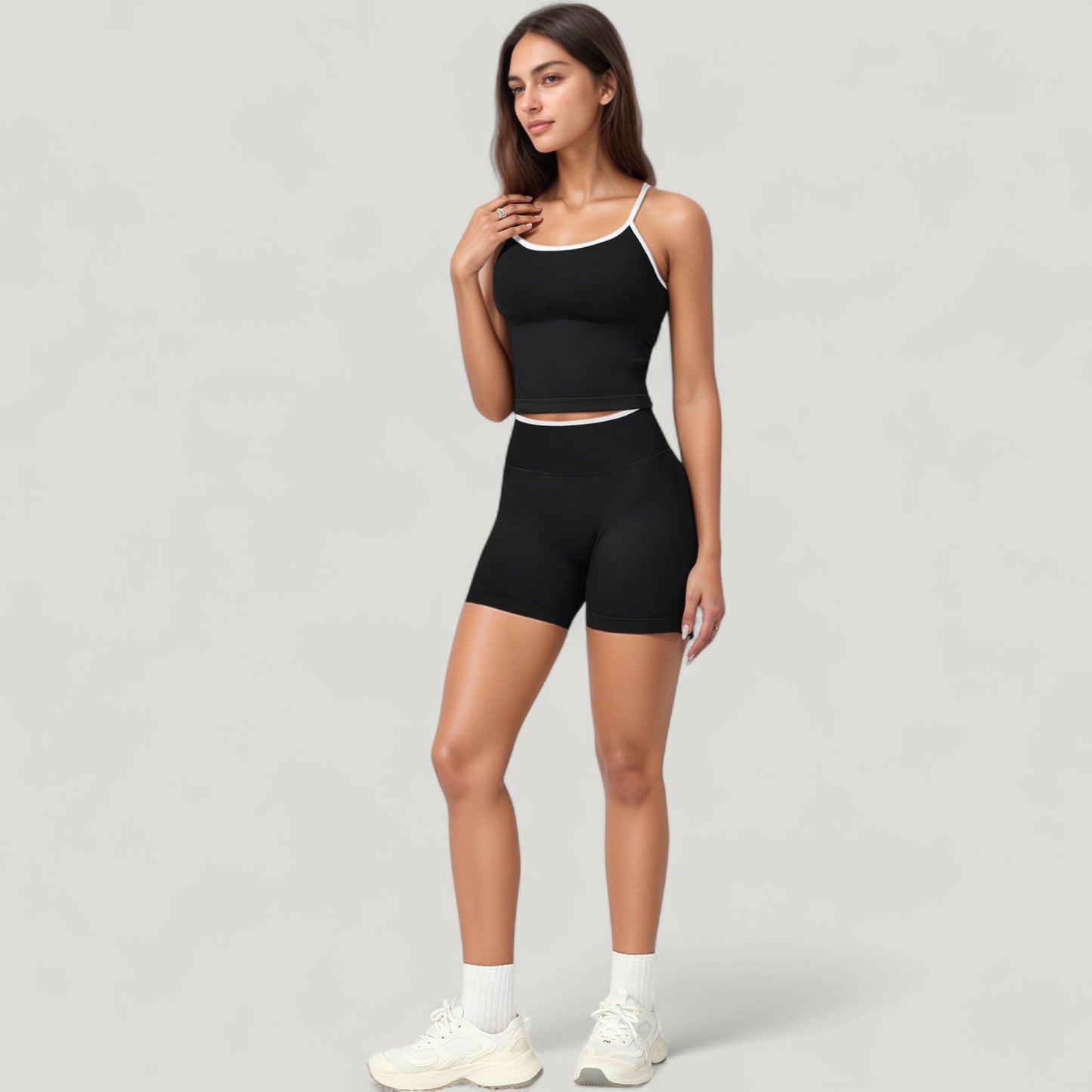 Anna-Kaci Active Women's Seamless Activewear Tank Top with Adjustable Spaghetti Straps and Fitted Contour Design