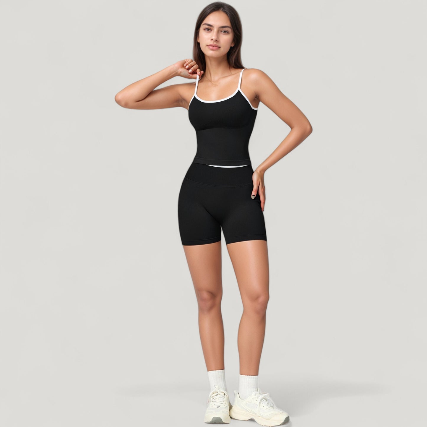 Anna-Kaci Active Women's Seamless Activewear Tank Top with Adjustable Spaghetti Straps and Fitted Contour Design