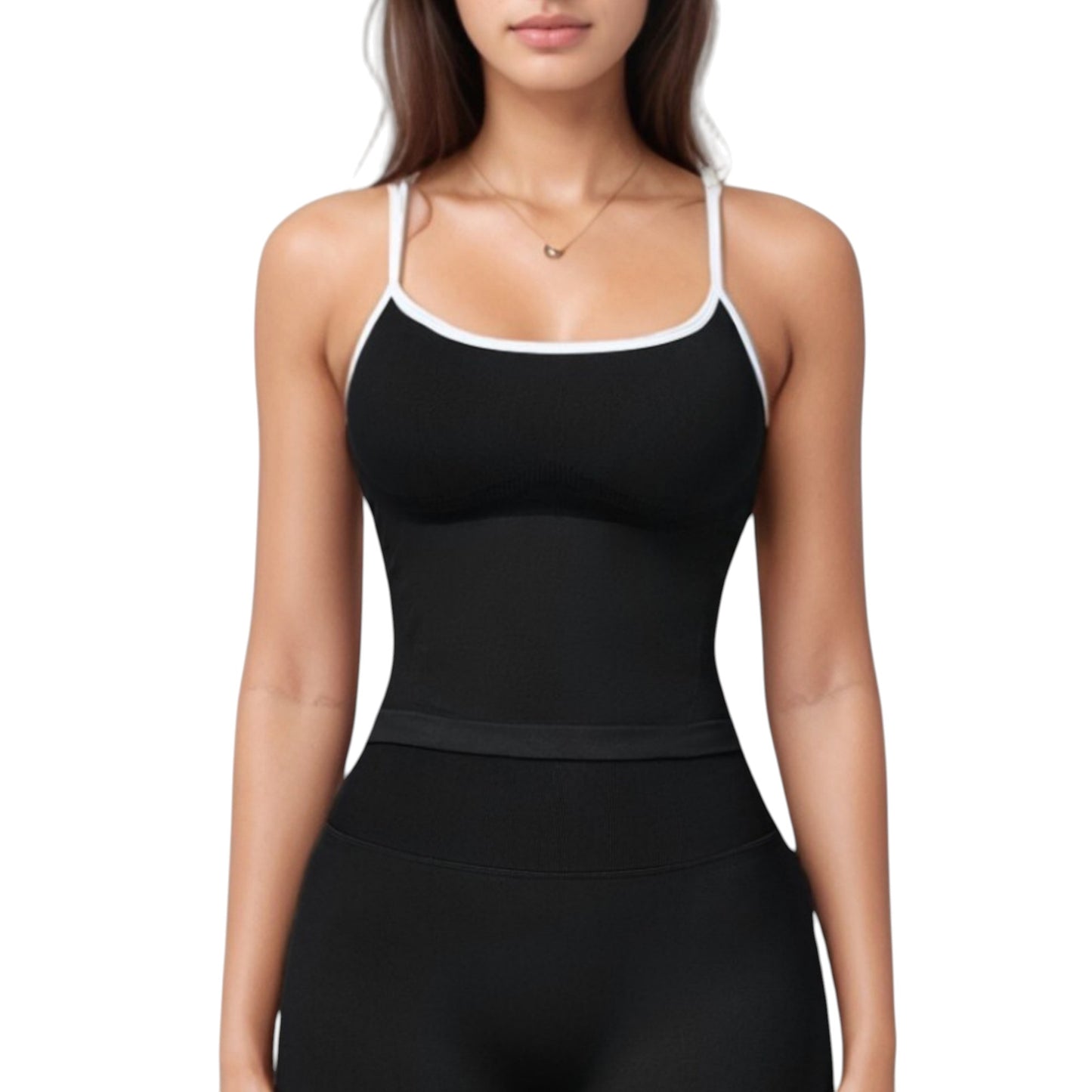Anna-Kaci Active Women's Seamless Activewear Tank Top with Adjustable Spaghetti Straps and Fitted Contour Design