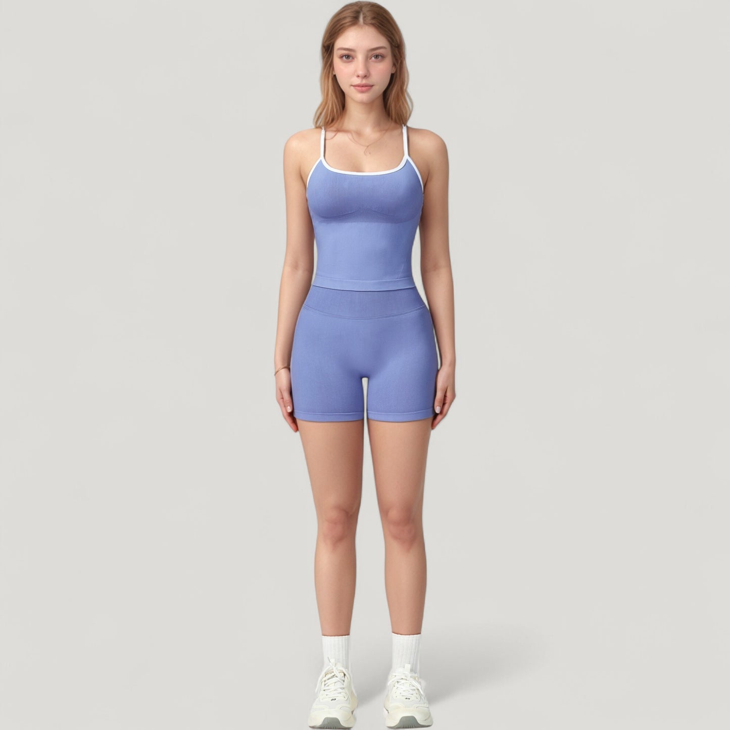 Anna-Kaci Active Women's Seamless Activewear Tank Top with Adjustable Spaghetti Straps and Fitted Contour Design