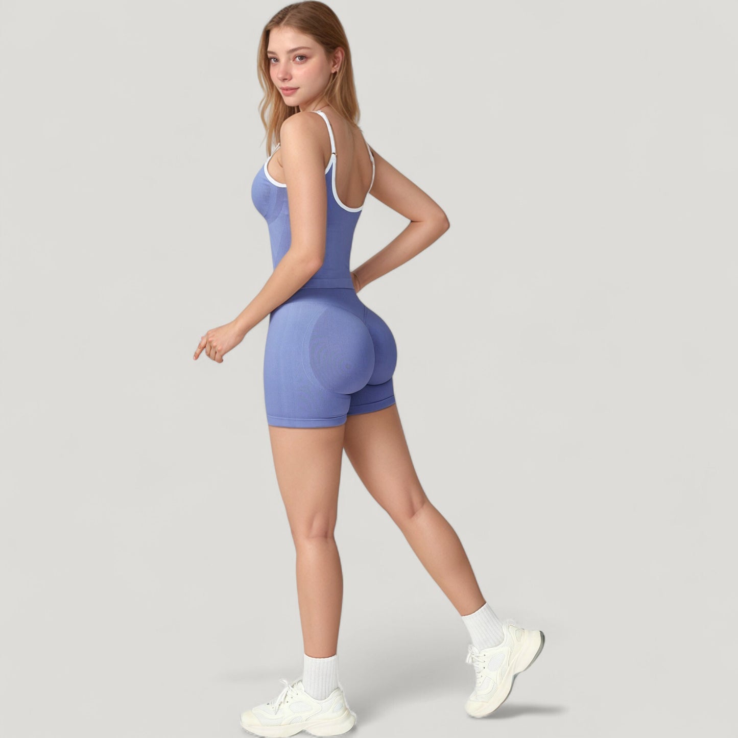 Anna-Kaci Active Women's Seamless Activewear Tank Top with Adjustable Spaghetti Straps and Fitted Contour Design