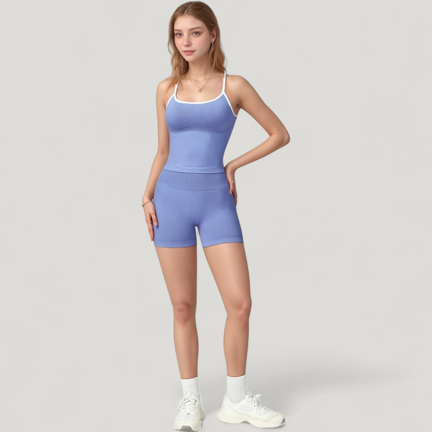 Anna-Kaci Active Women's Seamless Activewear Tank Top with Adjustable Spaghetti Straps and Fitted Contour Design