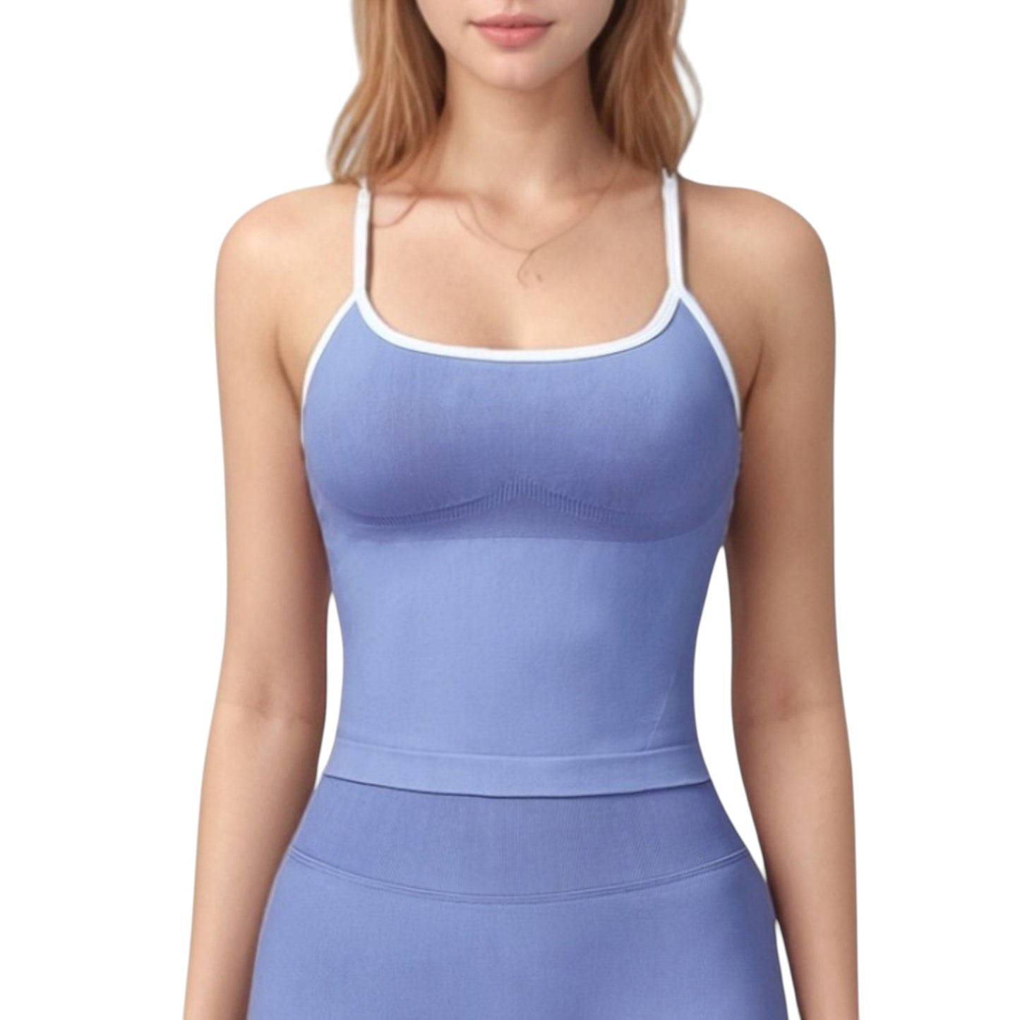 Anna-Kaci Active Women's Seamless Activewear Tank Top with Adjustable Spaghetti Straps and Fitted Contour Design