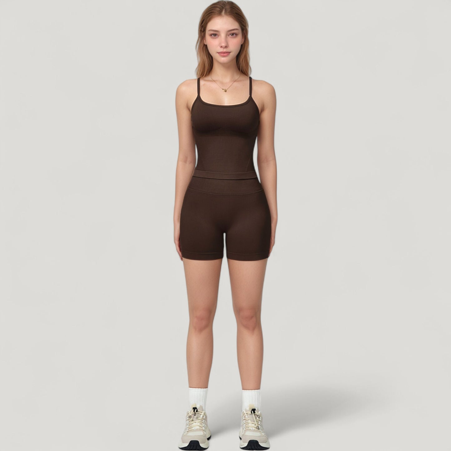 Anna-Kaci Active Women's Seamless Activewear Tank Top with Adjustable Spaghetti Straps and Fitted Contour Design