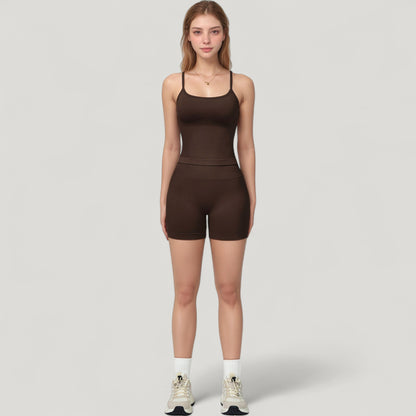 Anna-Kaci Active Women's Seamless Activewear Tank Top with Adjustable Spaghetti Straps and Fitted Contour Design