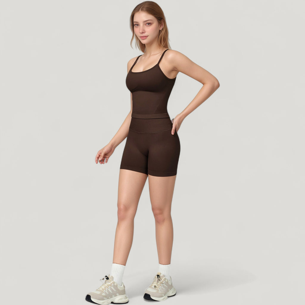 Anna-Kaci Active Women's Seamless Activewear Tank Top with Adjustable Spaghetti Straps and Fitted Contour Design