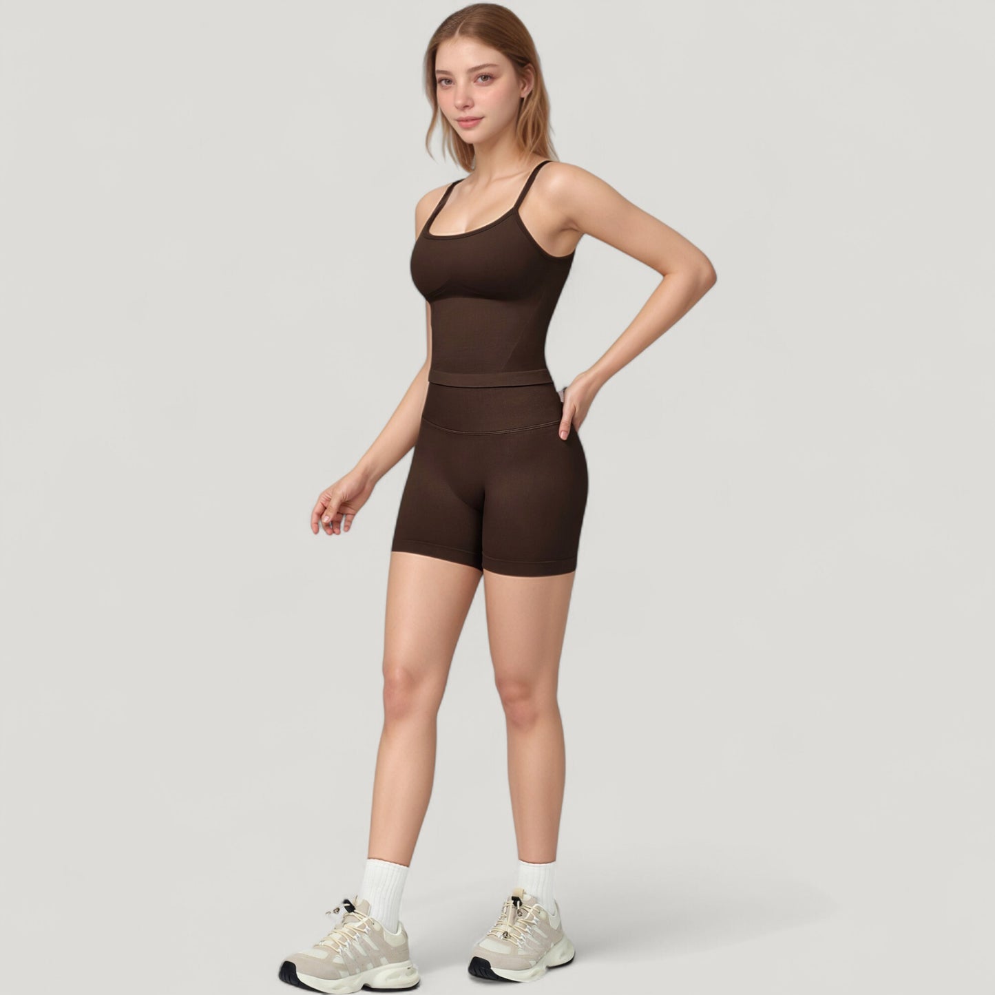 Anna-Kaci Active Women's Seamless Activewear Tank Top with Adjustable Spaghetti Straps and Fitted Contour Design