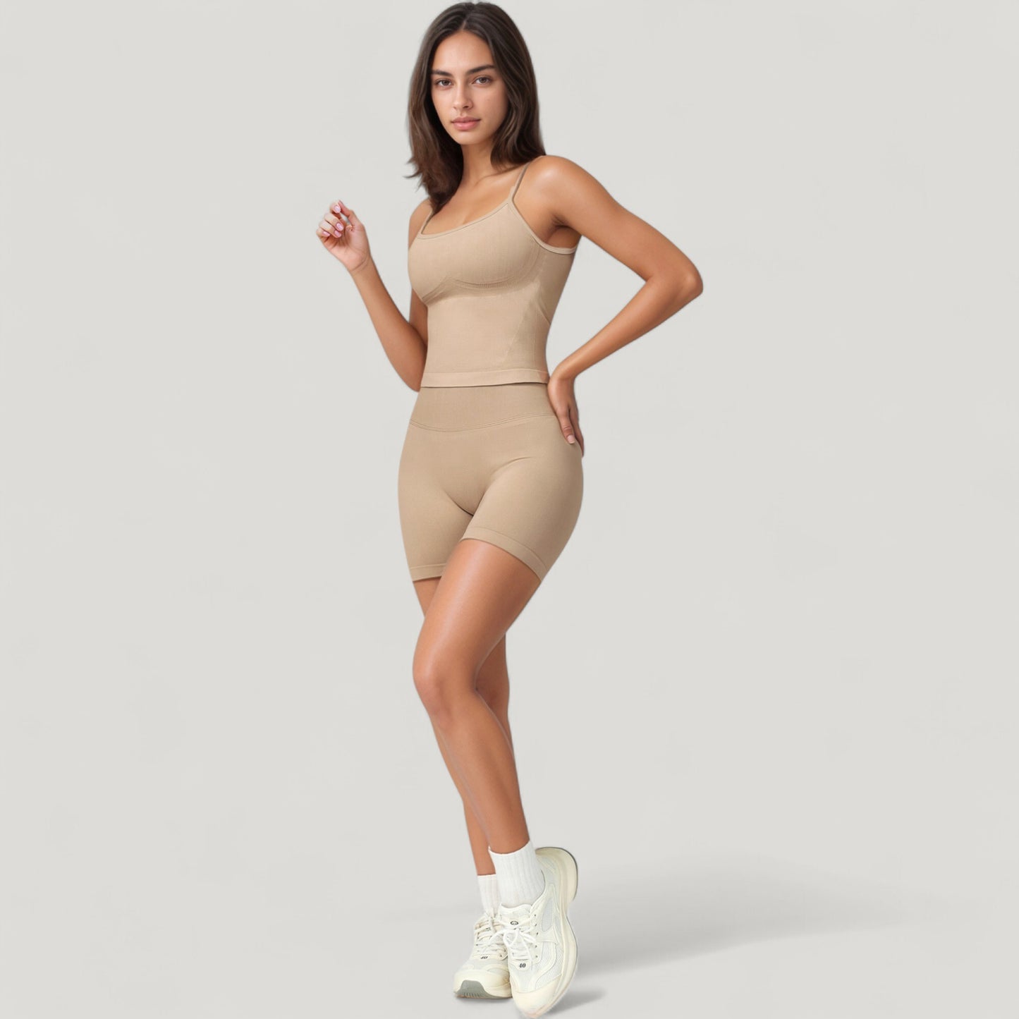 Anna-Kaci Active Women's Seamless Activewear Tank Top with Adjustable Spaghetti Straps and Fitted Contour Design