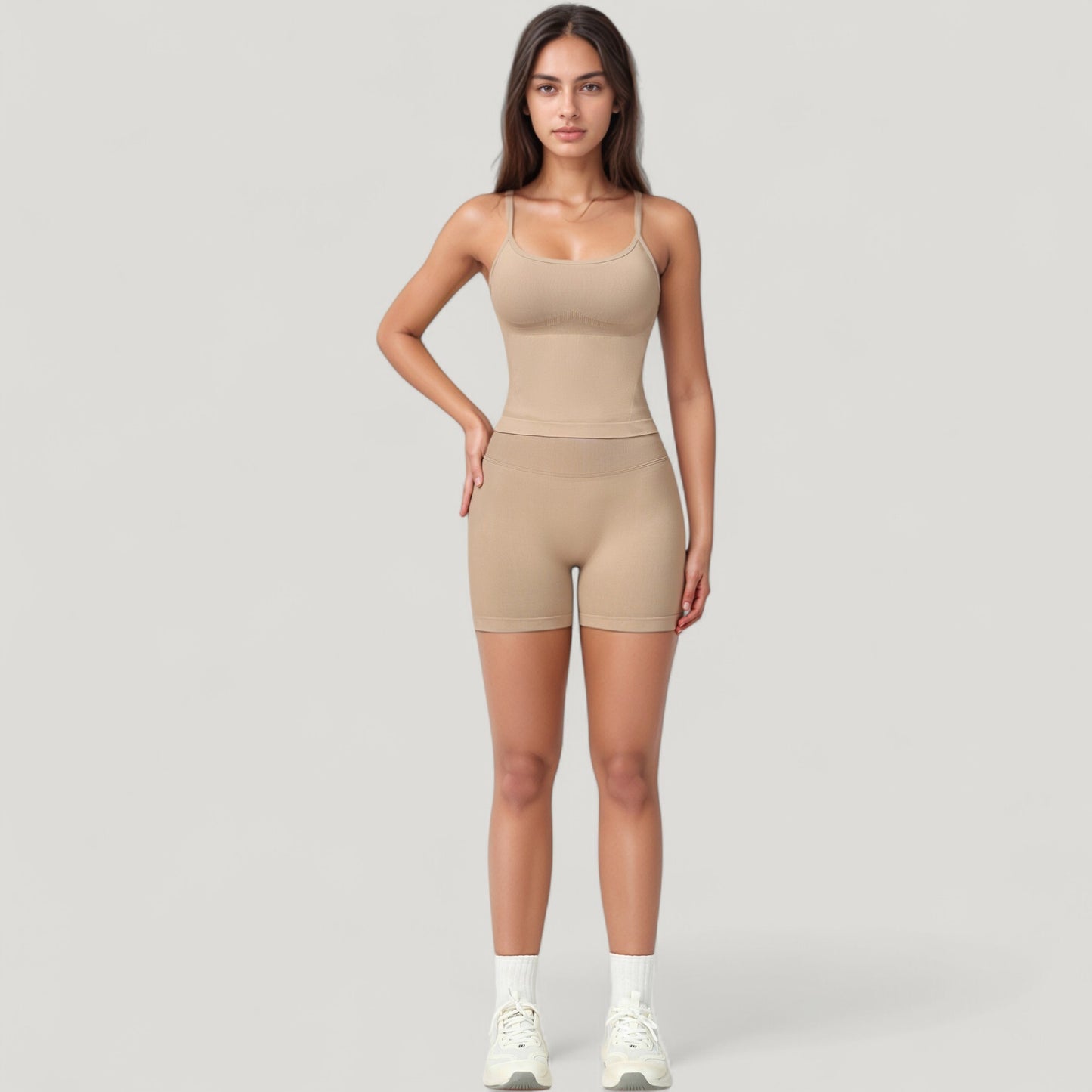 Anna-Kaci Active Women's Seamless Activewear Tank Top with Adjustable Spaghetti Straps and Fitted Contour Design