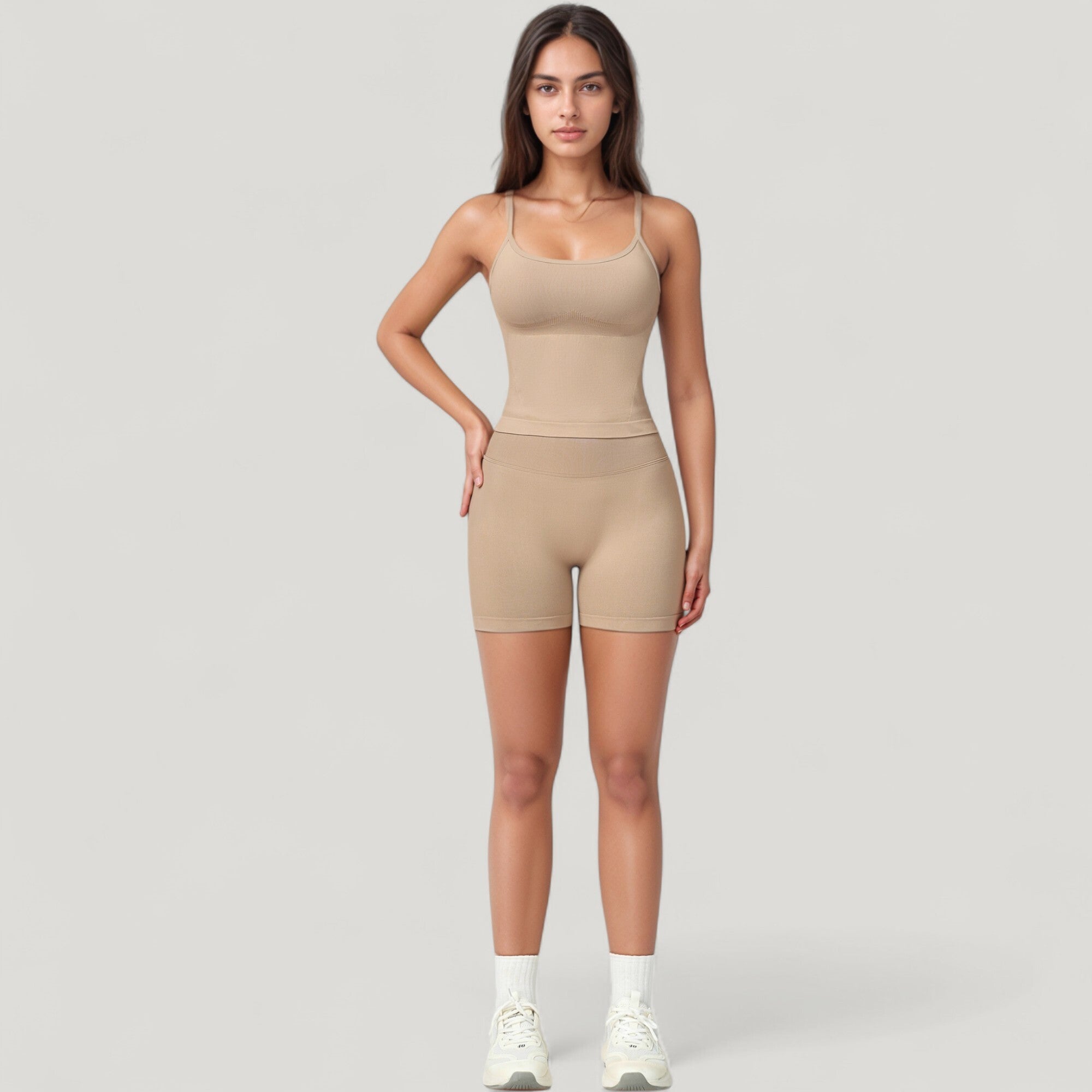 Anna-Kaci Active Women's Seamless Activewear Tank Top with Adjustable Spaghetti Straps and Fitted Contour Design