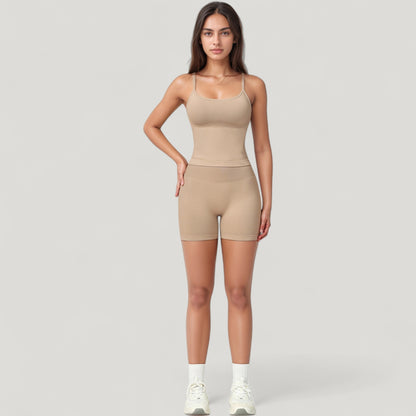 Anna-Kaci Active Women's Seamless Activewear Tank Top with Adjustable Spaghetti Straps and Fitted Contour Design