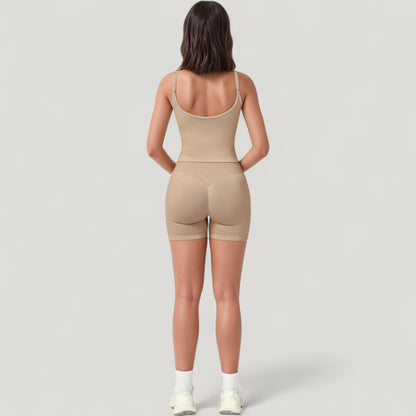 Anna-Kaci Active Women's Seamless Activewear Tank Top with Adjustable Spaghetti Straps and Fitted Contour Design