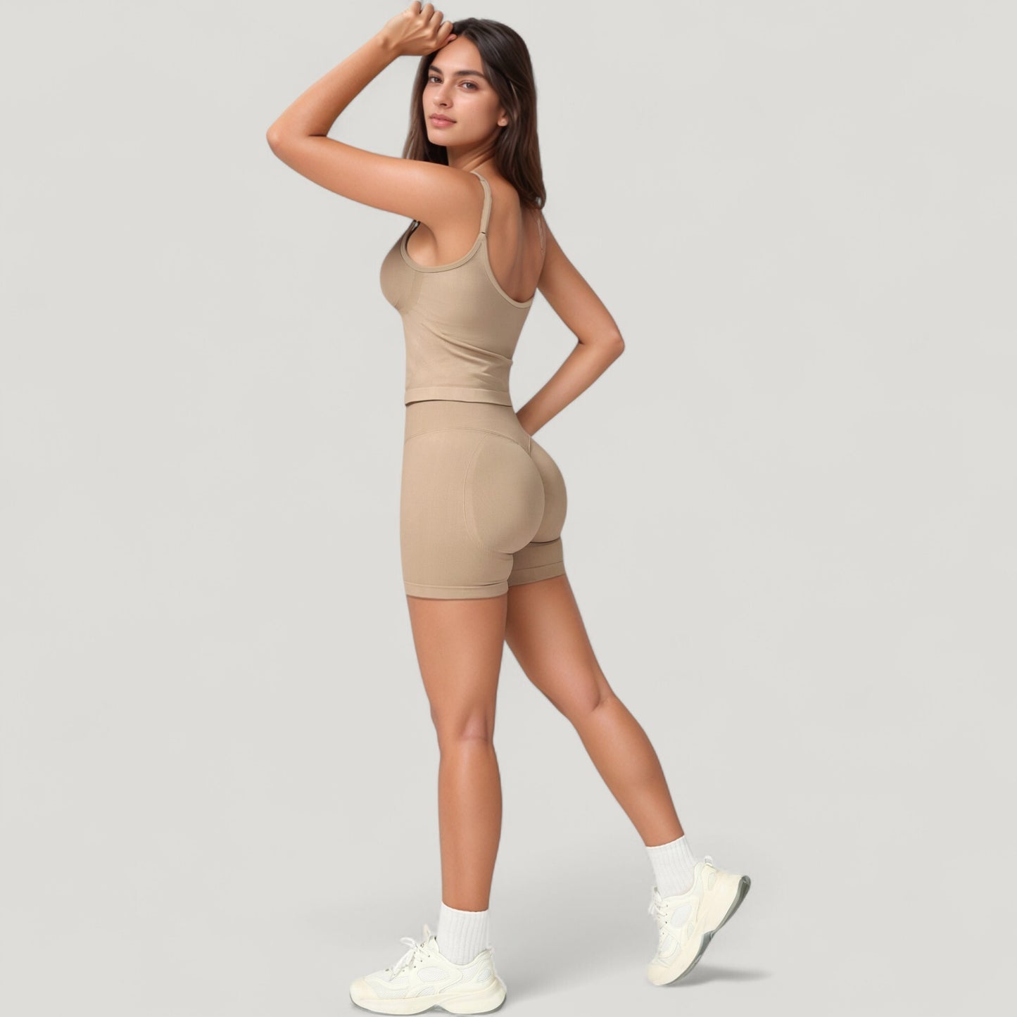 Anna-Kaci Active Women's Seamless Activewear Tank Top with Adjustable Spaghetti Straps and Fitted Contour Design