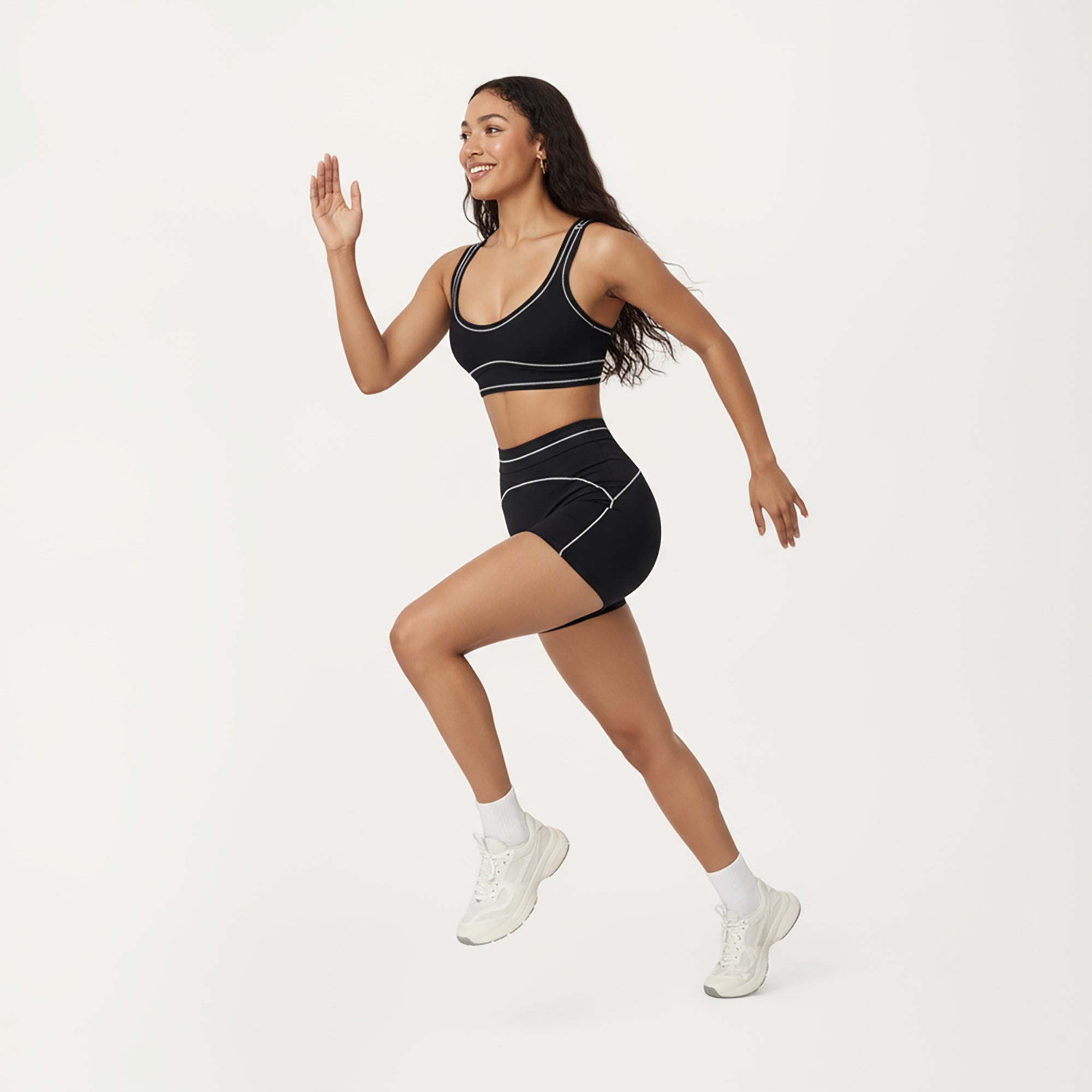 Anna-Kaci Active Women's Sports Bra with Scoop Neck, Wide Straps, and Contrast Stitch Detailing for Medium Support