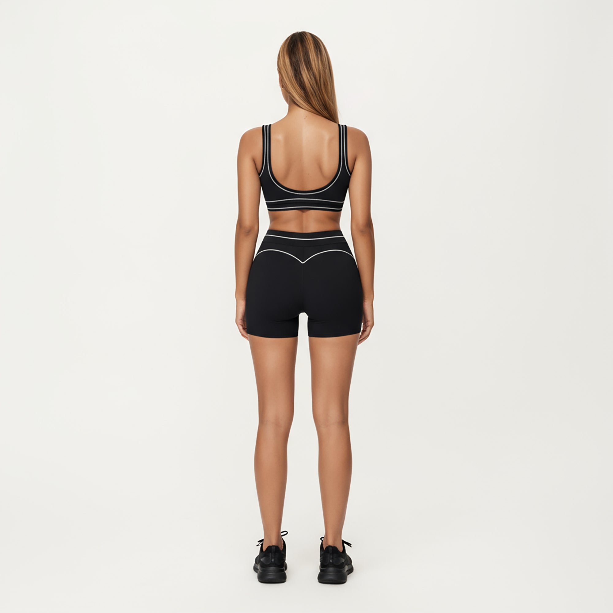 Anna-Kaci Active Women's Sports Bra with Scoop Neck, Wide Straps, and Contrast Stitch Detailing for Medium Support