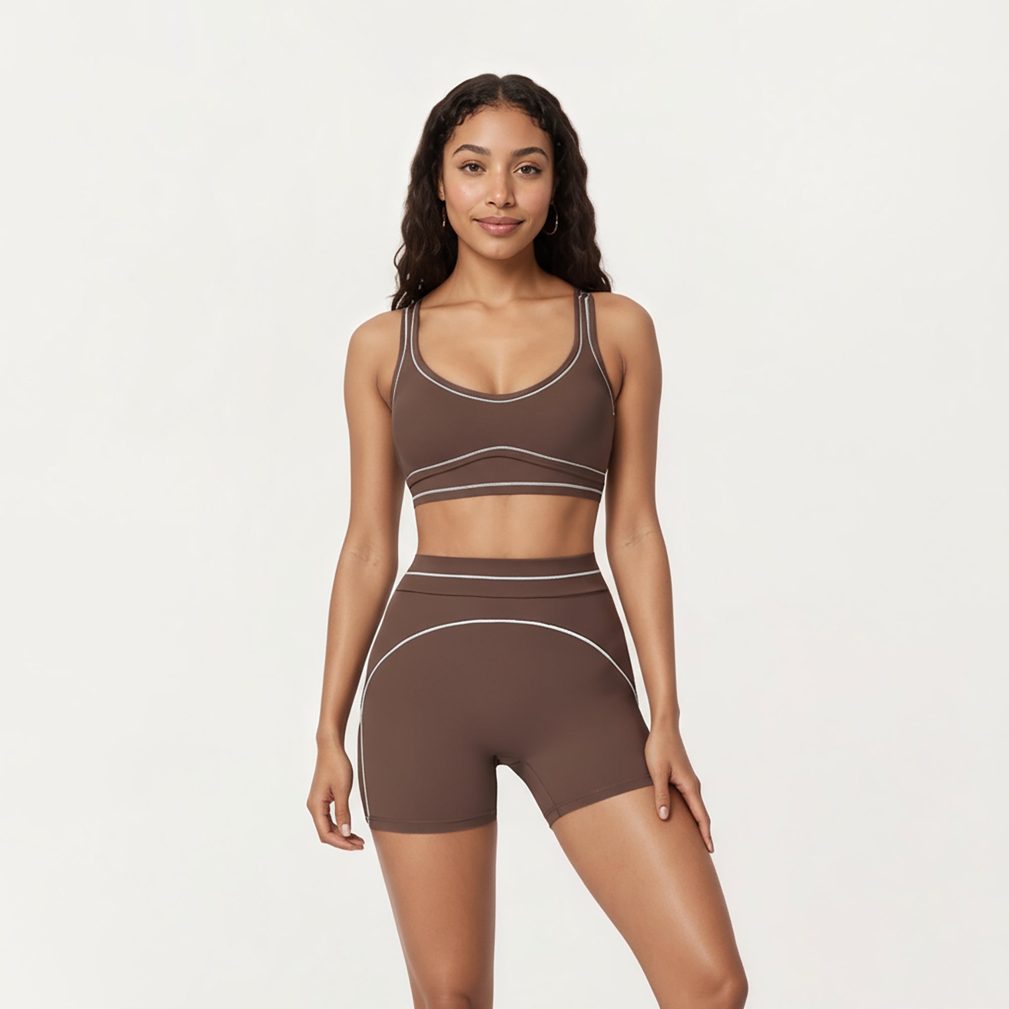 Anna-Kaci Active Women's Sports Bra with Scoop Neck, Wide Straps, and Contrast Stitch Detailing for Medium Support