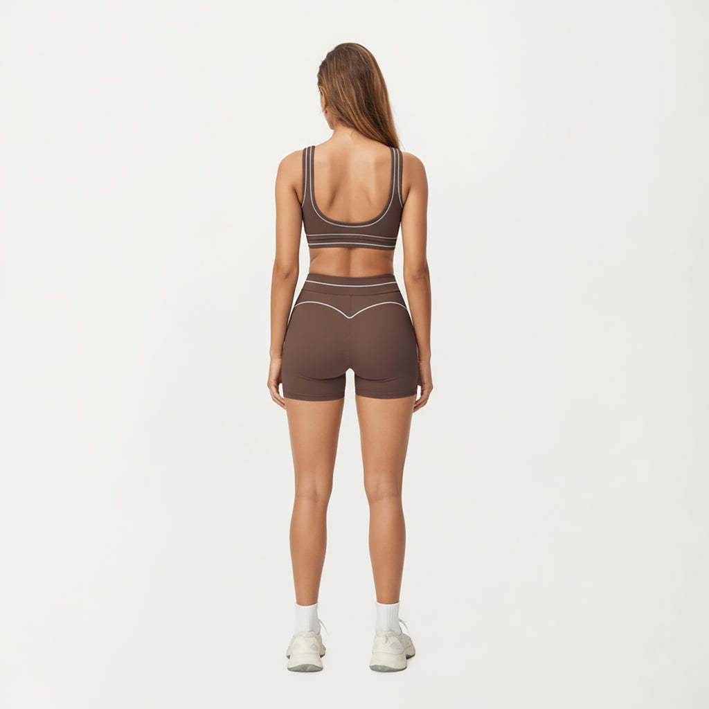 Anna-Kaci Active Women's Sports Bra with Scoop Neck, Wide Straps, and Contrast Stitch Detailing for Medium Support