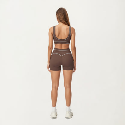 Anna-Kaci Active Women's Sports Bra with Scoop Neck, Wide Straps, and Contrast Stitch Detailing for Medium Support