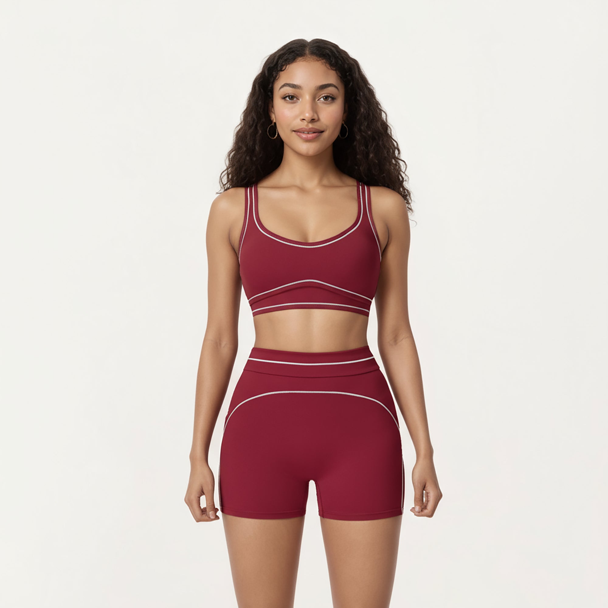 Anna-Kaci Active Women's Sports Bra with Scoop Neck, Wide Straps, and Contrast Stitch Detailing for Medium Support