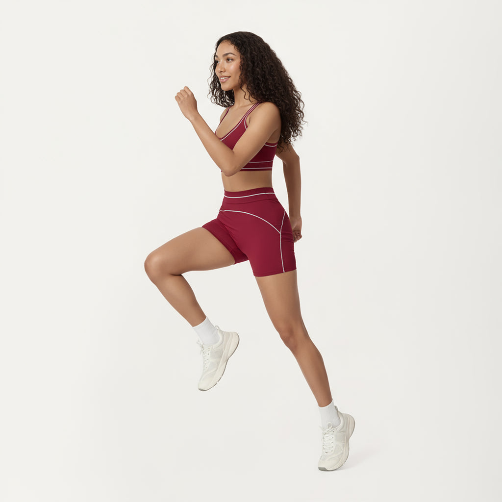 Anna-Kaci Active Women's Sports Bra with Scoop Neck, Wide Straps, and Contrast Stitch Detailing for Medium Support