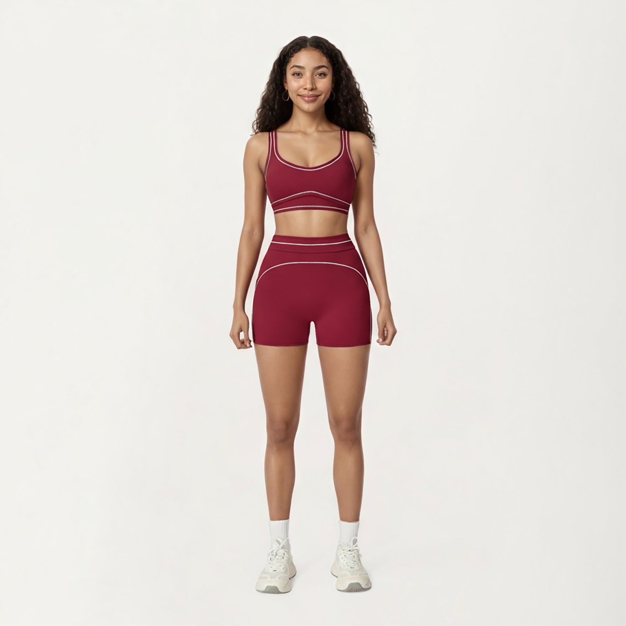 Anna-Kaci Active Women's Sports Bra with Scoop Neck, Wide Straps, and Contrast Stitch Detailing for Medium Support