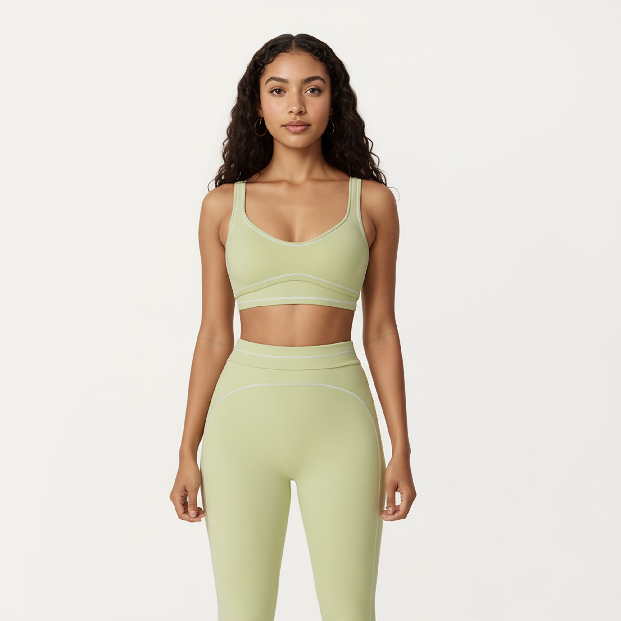 Anna-Kaci Active Women's Sports Bra with Scoop Neck, Wide Straps, and Contrast Stitch Detailing for Medium Support