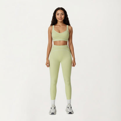 Anna-Kaci Active Women's Sports Bra with Scoop Neck, Wide Straps, and Contrast Stitch Detailing for Medium Support