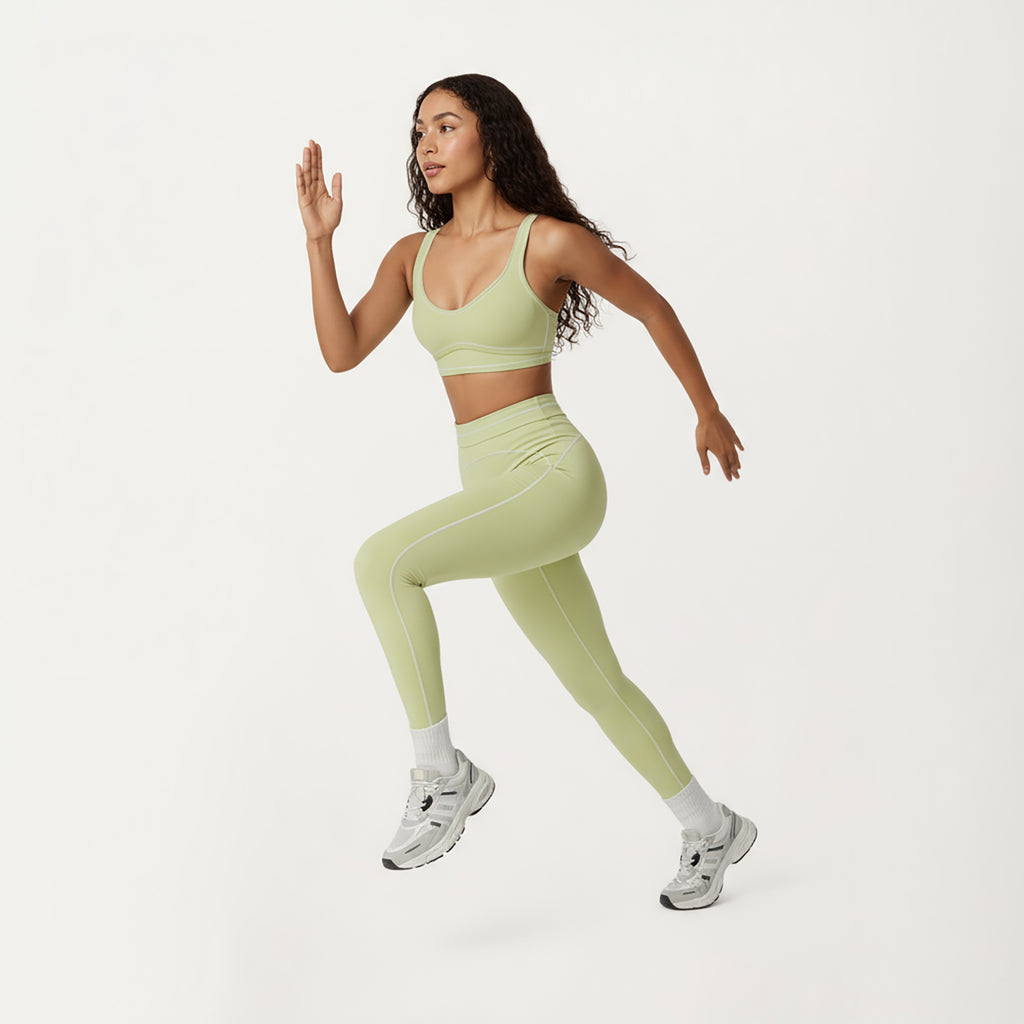 Anna-Kaci Active Women's Sports Bra with Scoop Neck, Wide Straps, and Contrast Stitch Detailing for Medium Support