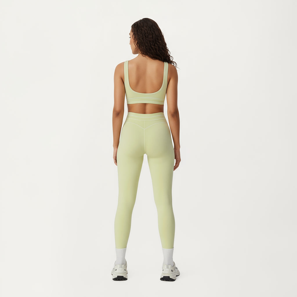 Anna-Kaci Active Women's Sports Bra with Scoop Neck, Wide Straps, and Contrast Stitch Detailing for Medium Support