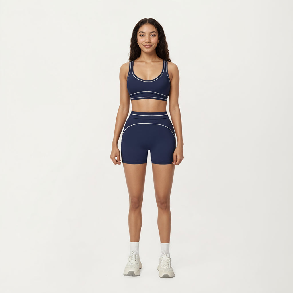 Anna-Kaci Active Women's Sports Bra with Scoop Neck, Wide Straps, and Contrast Stitch Detailing for Medium Support