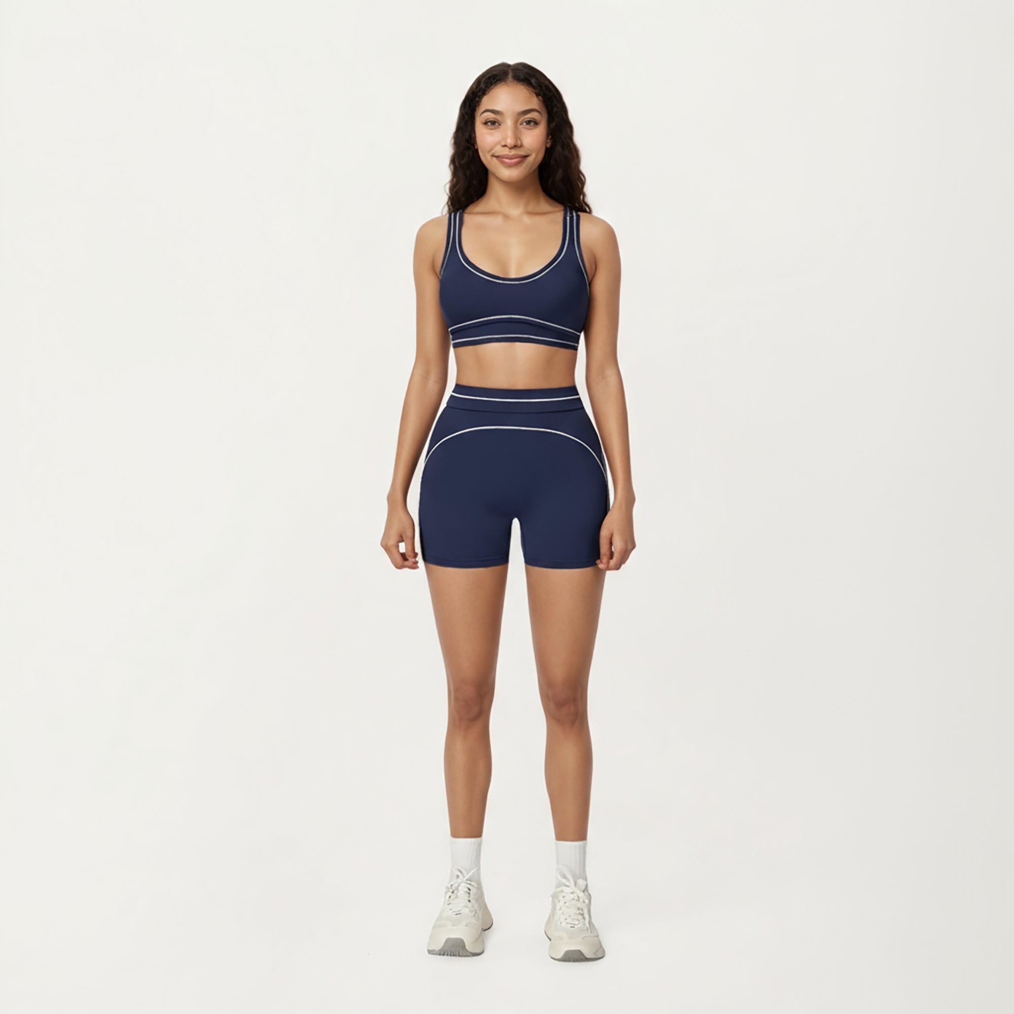 Anna-Kaci Active Women's Sports Bra with Scoop Neck, Wide Straps, and Contrast Stitch Detailing for Medium Support