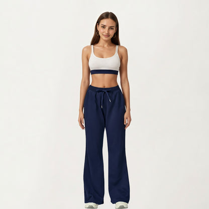 Anna-Kaci Active Women's Wide Leg High Waist Drawstring Pants with Relaxed Fit and Soft Stretch Fabric