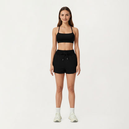 Anna-Kaci Active Women's High Waist Drawstring Athletic Shorts with Soft Stretch Fabric and Side Pockets
