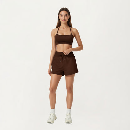 Anna-Kaci Active Women's High Waist Drawstring Athletic Shorts with Soft Stretch Fabric and Side Pockets