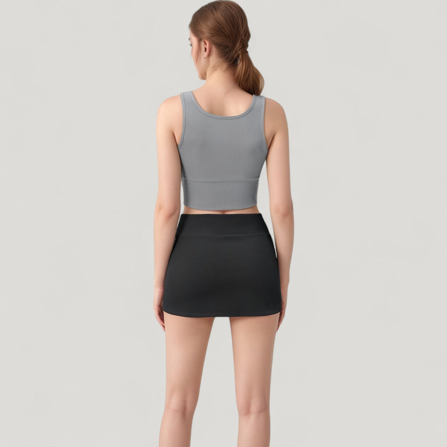 Anna-Kaci Active Women's Ribbed Sports Bra with Wide Straps and Scoop Neckline for Low to Medium Impact Activities