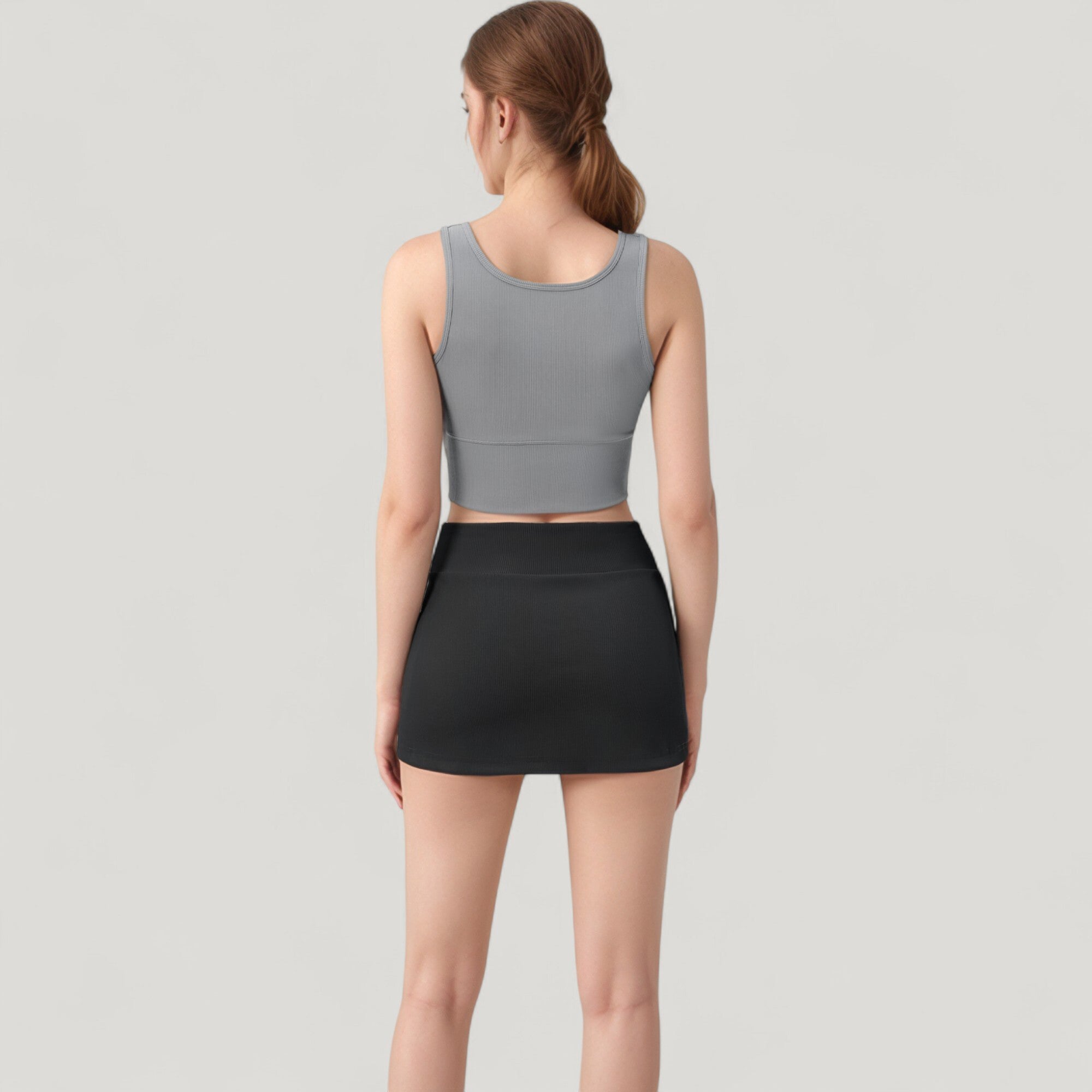 Anna-Kaci Active Women's Ribbed Sports Bra with Wide Straps and Scoop Neckline for Low to Medium Impact Activities
