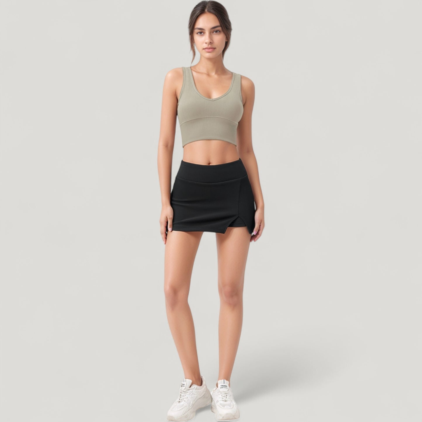 Anna-Kaci Active Women's Ribbed Sports Bra with Wide Straps and Scoop Neckline for Low to Medium Impact Activities