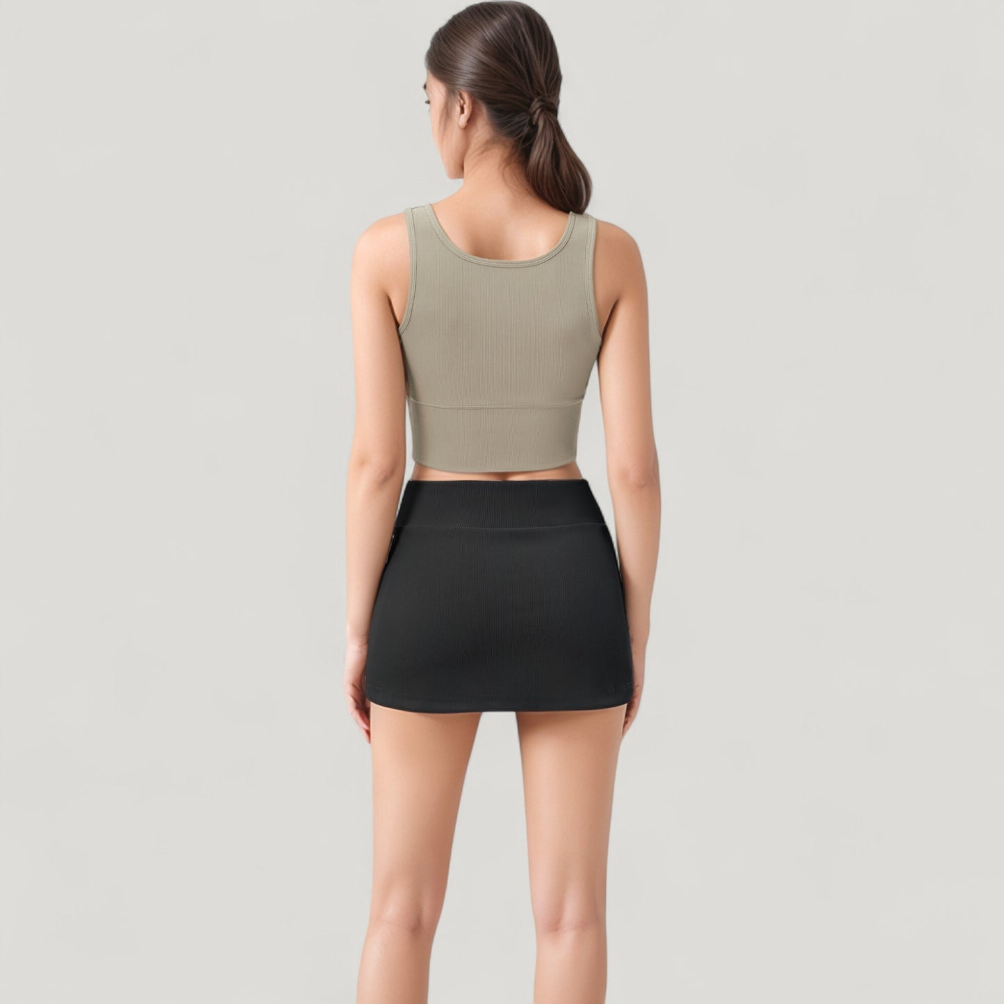 Anna-Kaci Active Women's Ribbed Sports Bra with Wide Straps and Scoop Neckline for Low to Medium Impact Activities