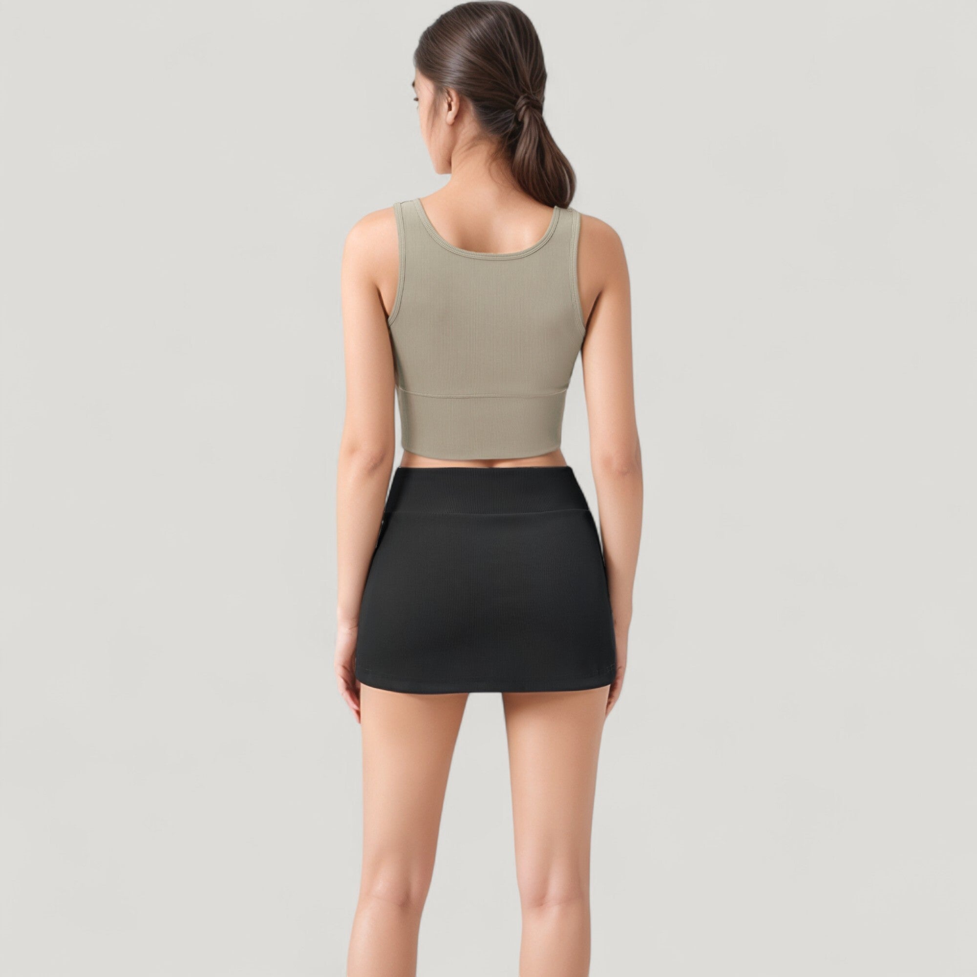 Anna-Kaci Active Women's Ribbed Sports Bra with Wide Straps and Scoop Neckline for Low to Medium Impact Activities