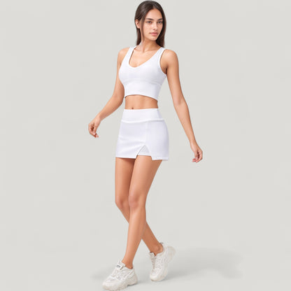 Anna-Kaci Active Women's Ribbed Sports Bra with Wide Straps and Scoop Neckline for Low to Medium Impact Activities