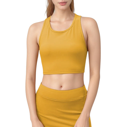 Anna-Kaci Active Women's High Neck Ribbed Sports Bra with Longline Fit and Wide Strap Support for Low to Medium Impact Workouts